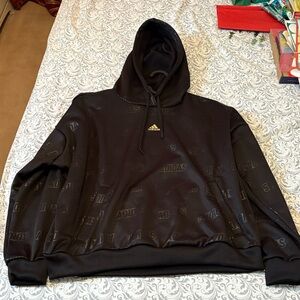 Adidas Black and Gold Logo Hoodie